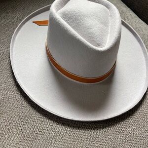 Classic White Hat with Tan Band